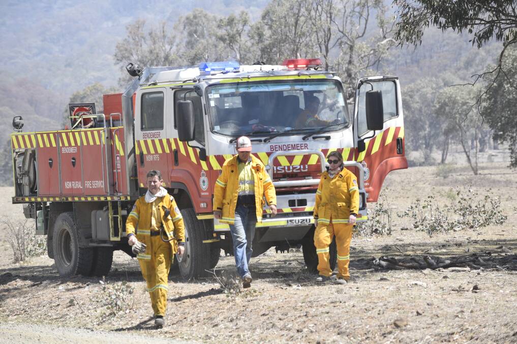 On patrol: The Rural Fire Service during November's fire crisis near Moonbi. Photo: Jacob McArthur
