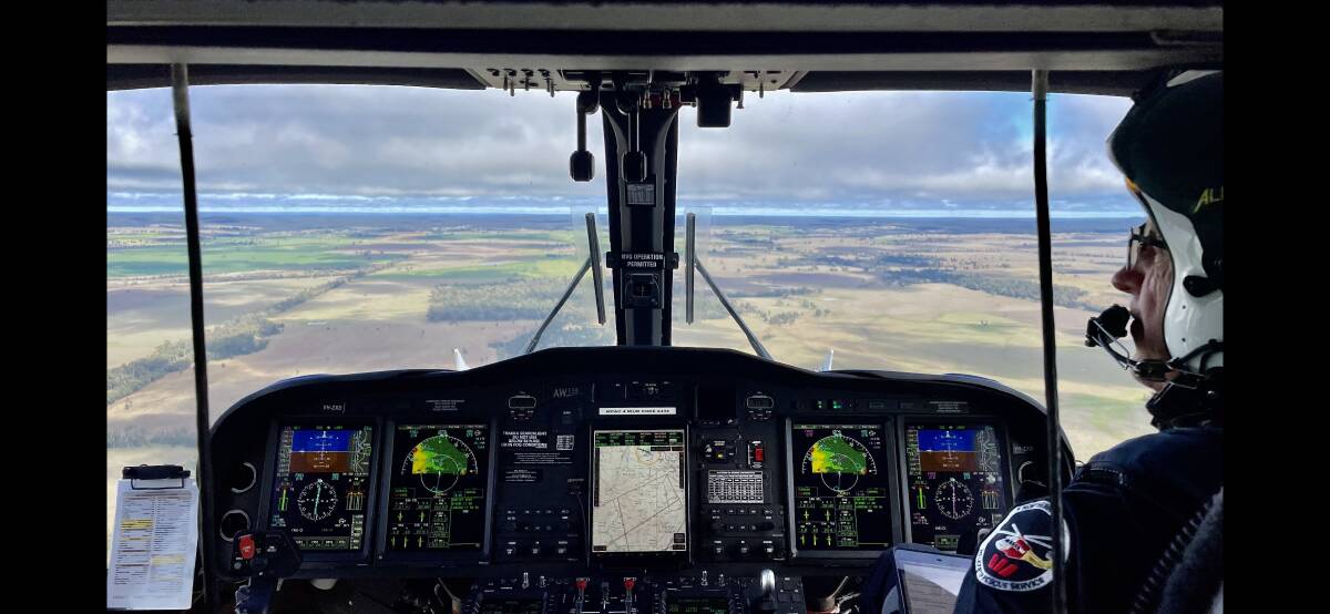 The Westpac Rescue Helicopter from Tamworth was tasked to the accident on the Newell Highway near the Pilliga Forrest. Picture by WRHS