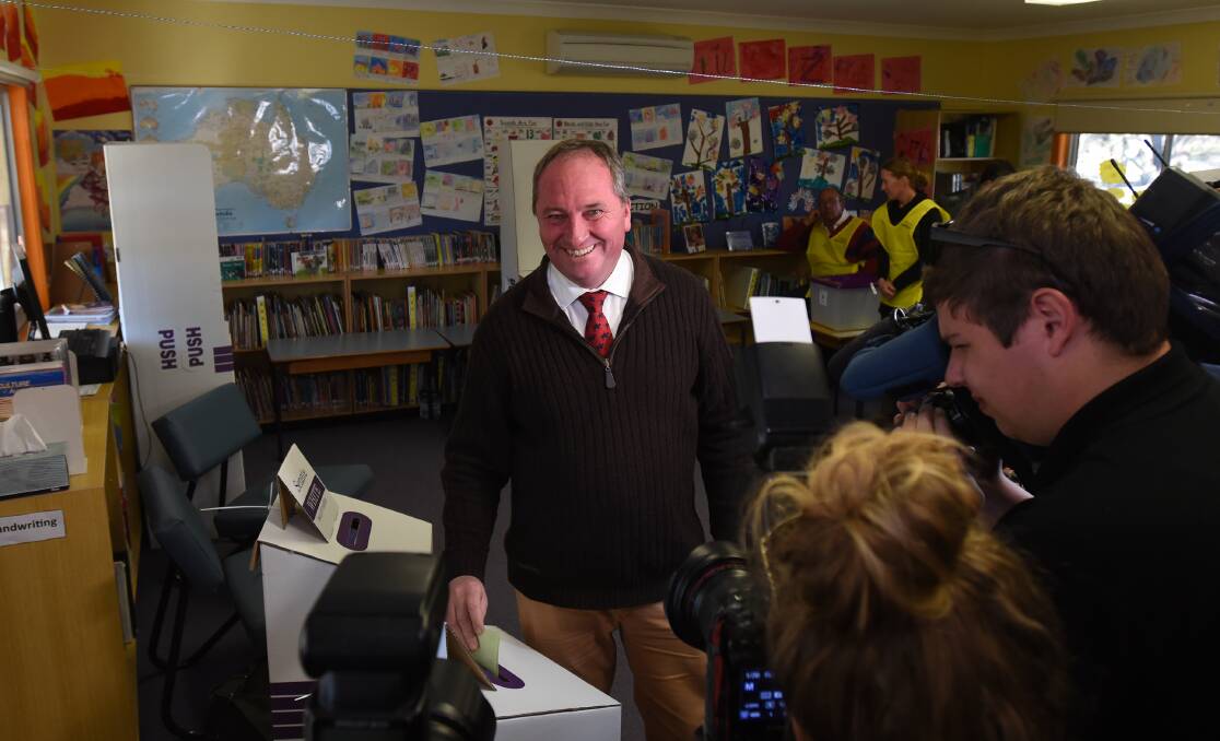 Barnaby Joyce casts his vote at a previous election.