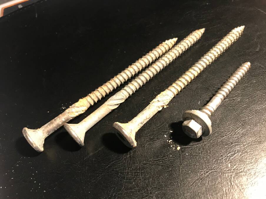 Dangerous findings: These screws were found in Bicentennial Park after TCMF. Photo: David Foster