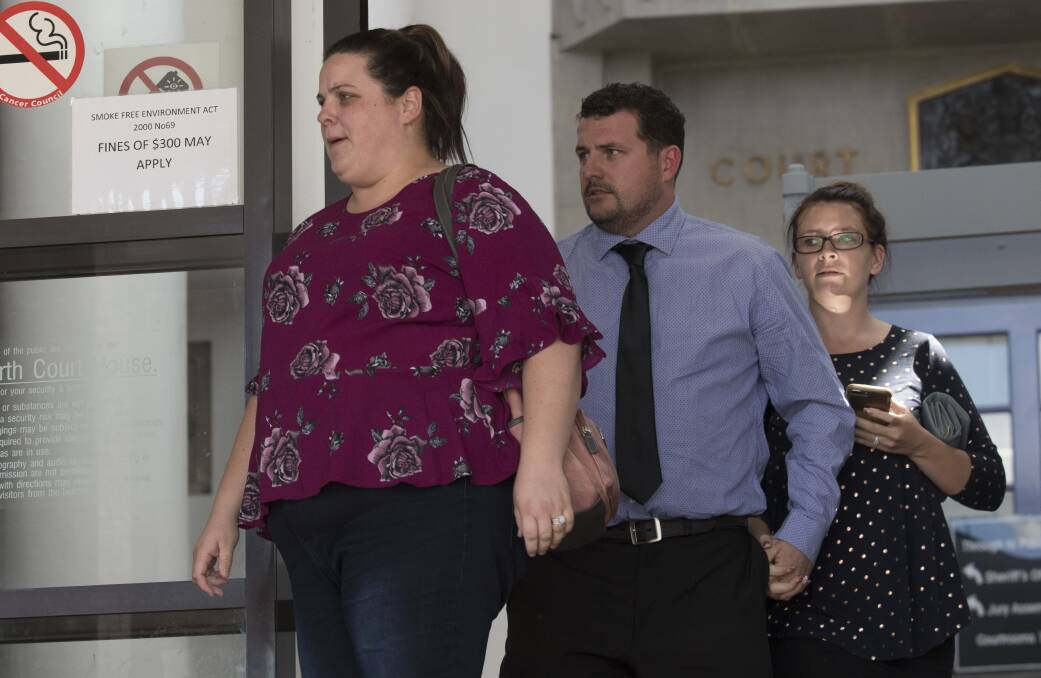 Watching on: The family of Baylen Pendergast, from left, Amy McIntyre, Luke Pendergast and Tracey Sheridan, outside Tamworth Coroner's Court. Photo: Peter Hardin