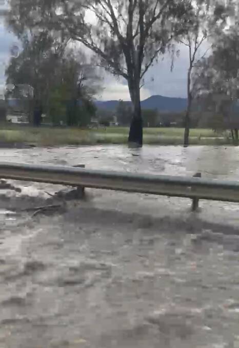 Manilla Road near Tamworth has been closed in both directions with flooding. Picture supplied