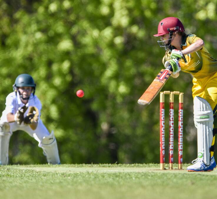 Winners: North Coastal's Olivia Osborne takes a shot in the Under 15 decider of the Country Women's Cricket Championships. Her team were victors in the carnival. Photo: Peter Hardin 260916PHC064 