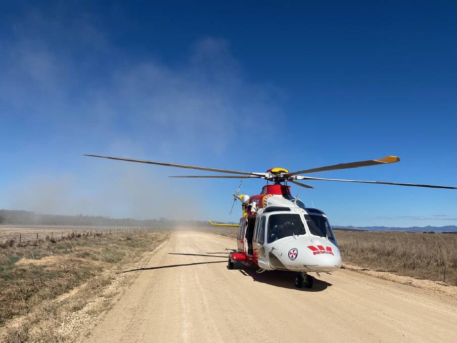 The Westpac Rescue Helicopter Service (WRHS) at the scene near Quirindi. Picture supplied by WRHS