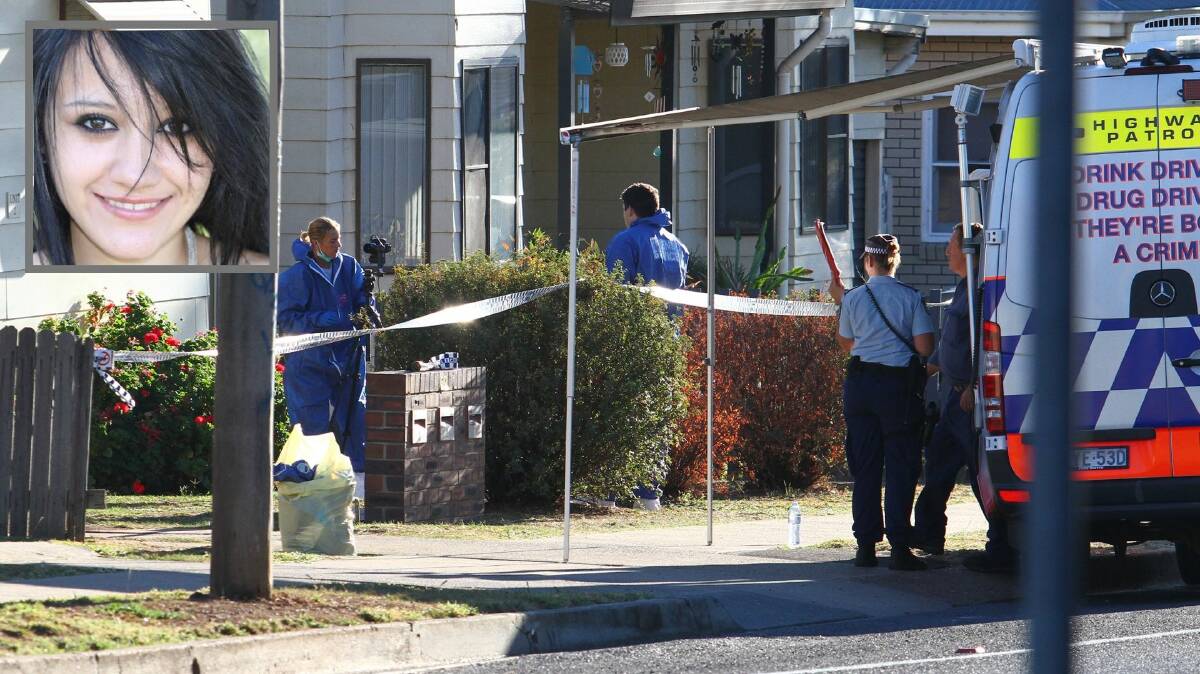 Case in court: Police examine the Robert Street unit in Tamworth on March 29, 2018, after the body of Teah Luckwell, inset, was found inside. 