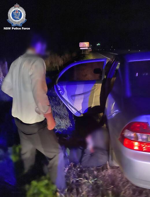 Roadside arrest: Police arrested the man on the New England Highway at Muswellbrook on Wednesday night. Photo: NSW Police
