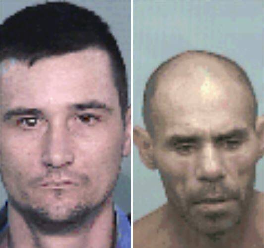 On the run: Wayne Porter, aged 32, and Robert Riley, aged 49. Photos: NSW Police