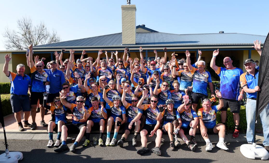 Alive and well: The riders celebrate the finish in Tamworth. It was the first time the ride has set off from the coast for the bush. Photo: Gareth Gardner