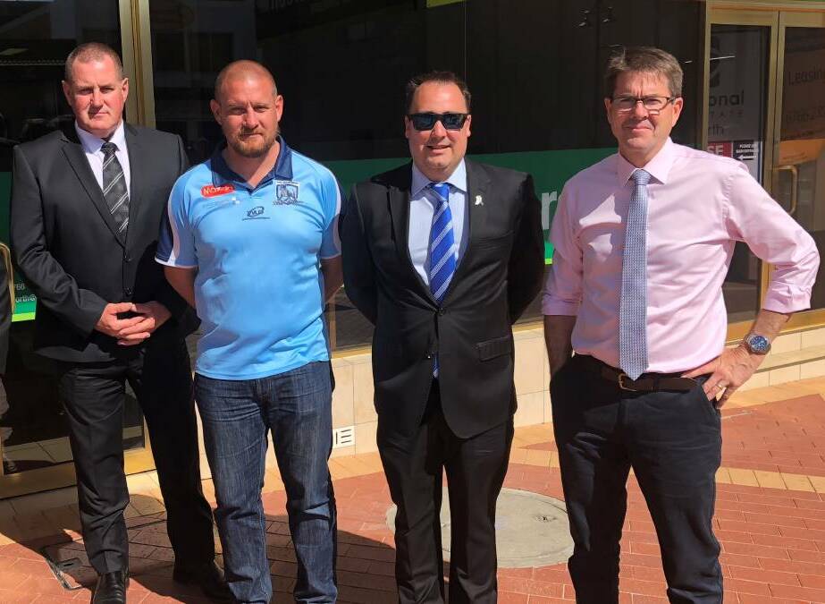 Men in blue: Police Association of NSW representatives Jeff Budd, Josh McKenzie and Mick Buko with Member for Tamworth Kevin Anderson in September. 