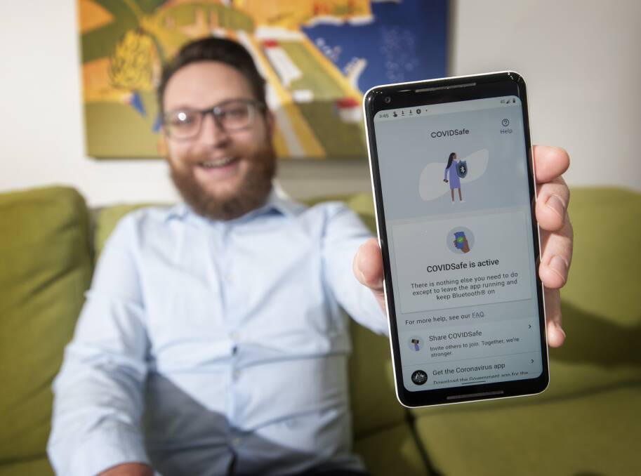 GET IT: Adam Petronaitis, computer specialist at Tamworth's Technitune says he downloaded the COVIDSafe app once he researched its safety. Photo: Peter Hardin