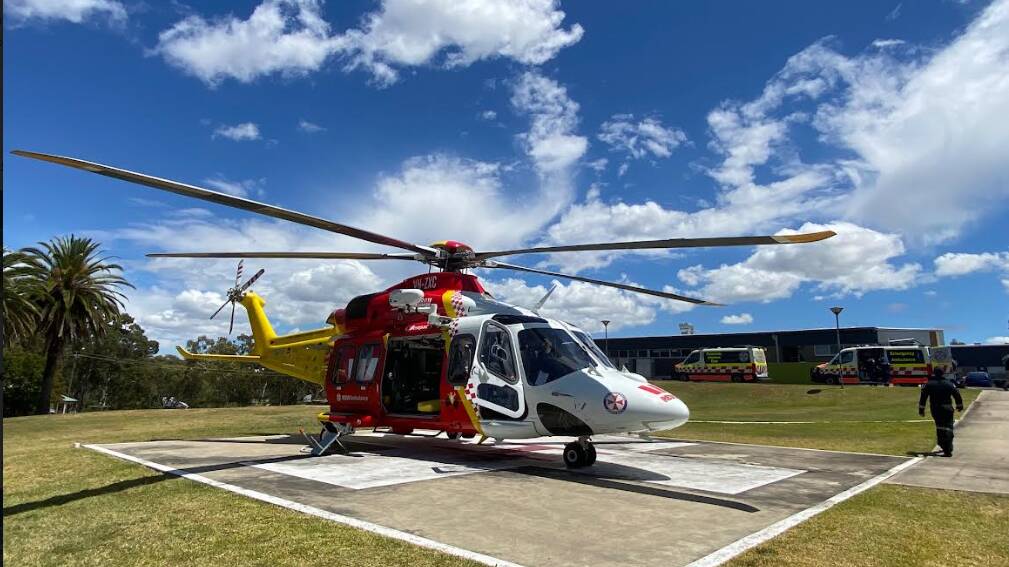 The Westpac Rescue Helicopter arrives at Warialda during the emergency mission. Picture supplied by WRHS