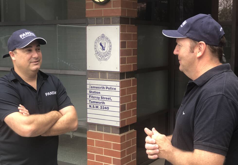 Optimistic: Police Association of NSW Tamworth branch chair Brian Pegus, right, with Tamworth-based PANSW executive member Mick Buko on Wednesday morning.