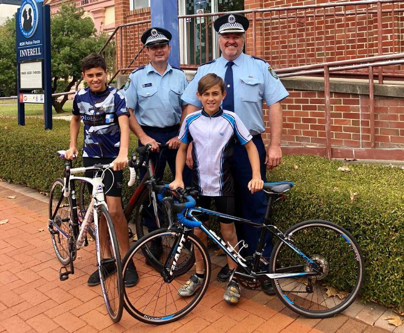Gearing up again: Inverell's Sergeant Darren Wilkins, pictured back left, with Jack Goodwin, Ben Goodwin and Chief Inspector Rowan OBrien will tackle the ride later this month.