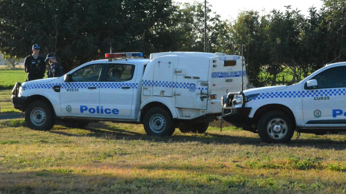 Case adjourned: Police at the scene of the alleged murder in Gunnedah on July 8. Photo: Jessica Worboys