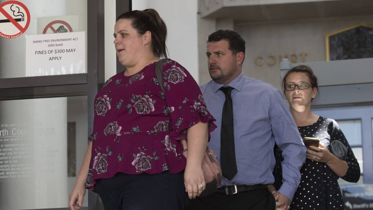 Watching on: The family of Baylen Pendergast, from left, Amy Pendergast, Luke Pendergast and Tracey Sheridan, outside Tamworth Coroner's Court. Photo: Peter Hardin