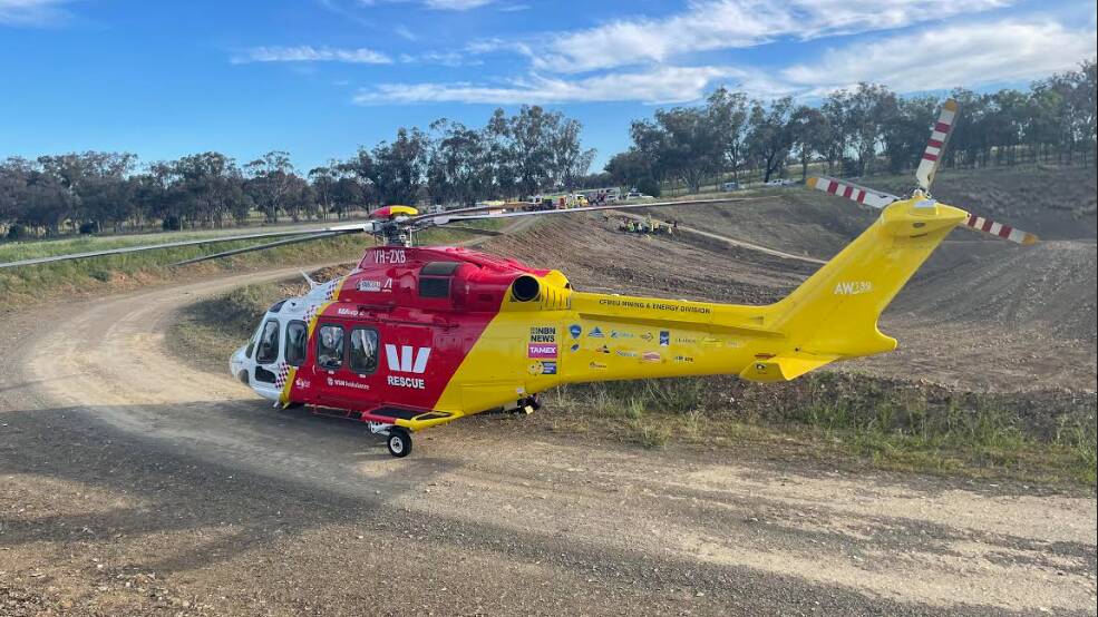 The Westpac Rescue Helicopter at the scene at Bective on Saturday afternoon. Picture supplied by Westpac Rescue Helicopter Service 