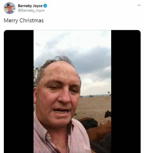 'Climate is changing': Barnaby Joyce in his Christmas video. Photo: Twitter
