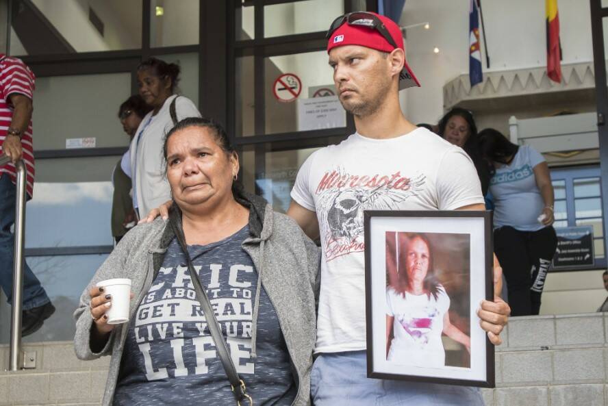 Johann Morgan's sister Vivienne Morgan and son Michael Morgan outside NSW Supreme Court in Tamworth in 2017. Picture by Peter Hardin