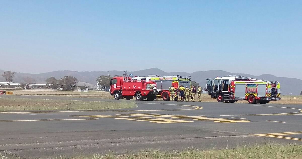EMERGENCY: Six fire crews were on standby for the planes arrival. Photo: Tamworth Airport