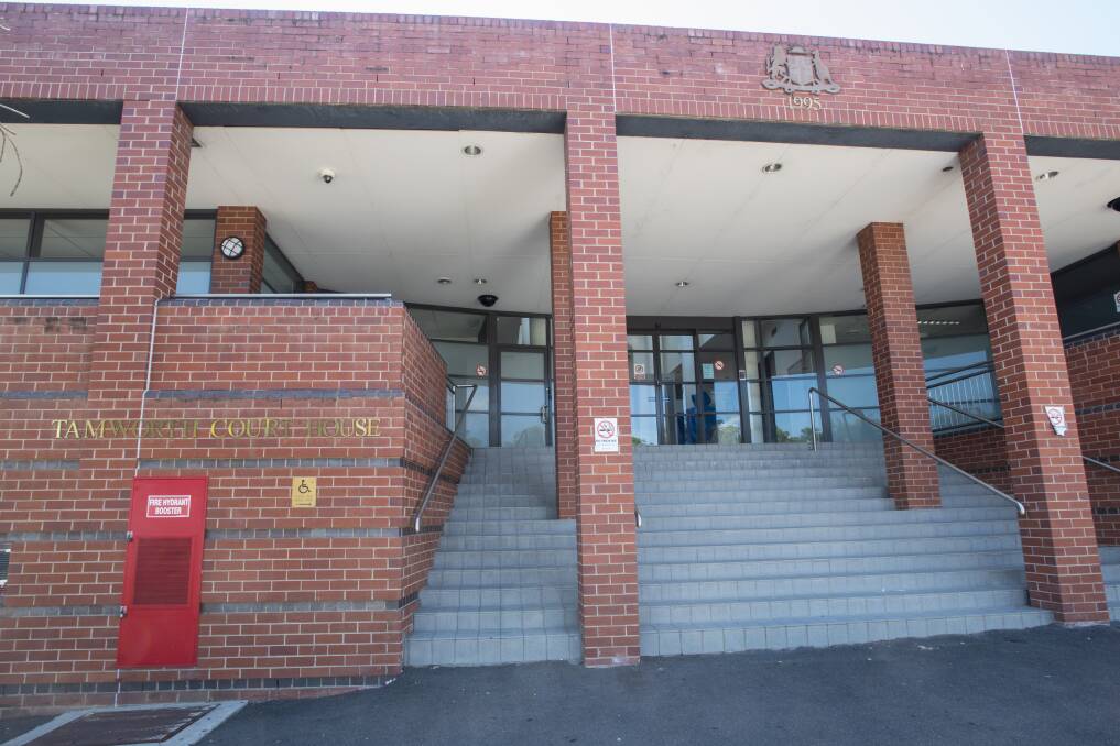 On bail: The 56-year-old man was supported as he walked into Tamworth Local Court on Wednesday morning.