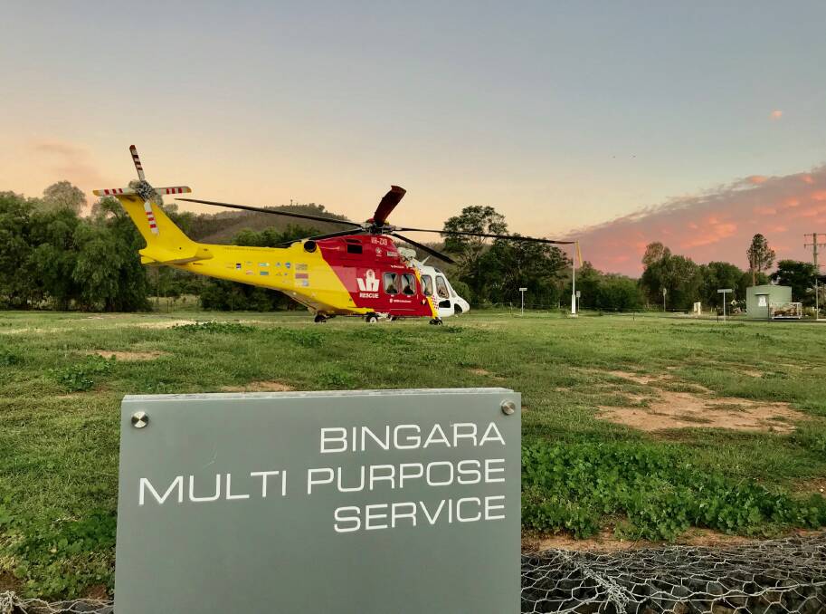 Mission: The Westpac helicopter in Bingara on Thursday. Photo: WRHS