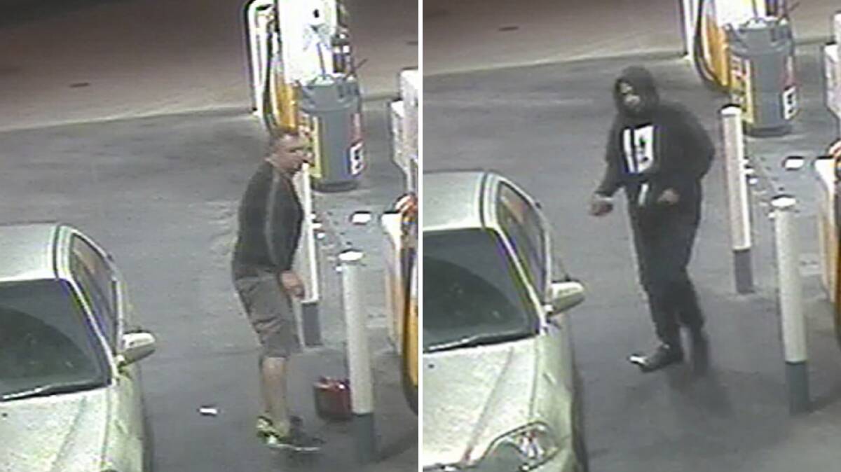 Breakthrough: Investigators used this CCTV from a Tamworth petrol station in an appeal before moving on two men. Photos: Oxley police