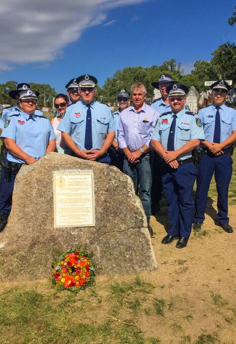 Paying tribute: Senior Oxley police, along with officers from Kootingal, Walcha, Nowendoc and Tamworth, pictured with Tamworth councillor Phil Betts.