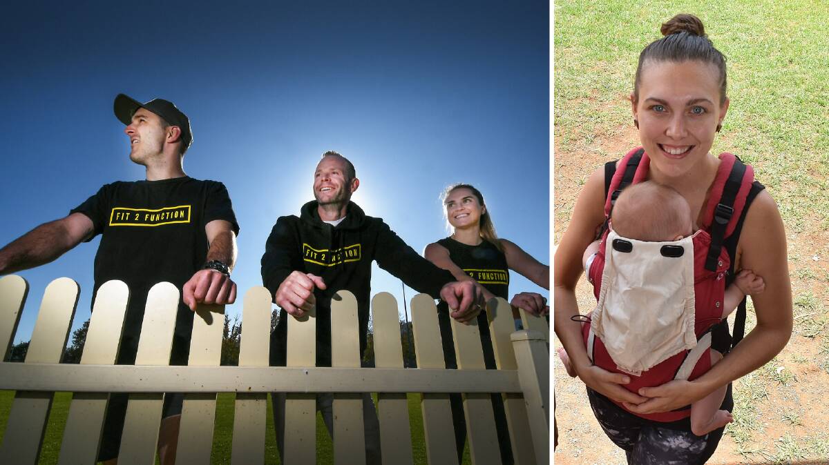 FITNESS FIRST: Tamworth's Fit2Function team, including Adam Brooke, pictured left, and Kangatraining's Brooke Carrington have adapted their business models to follow the social-distancing guidelines and stay in business.