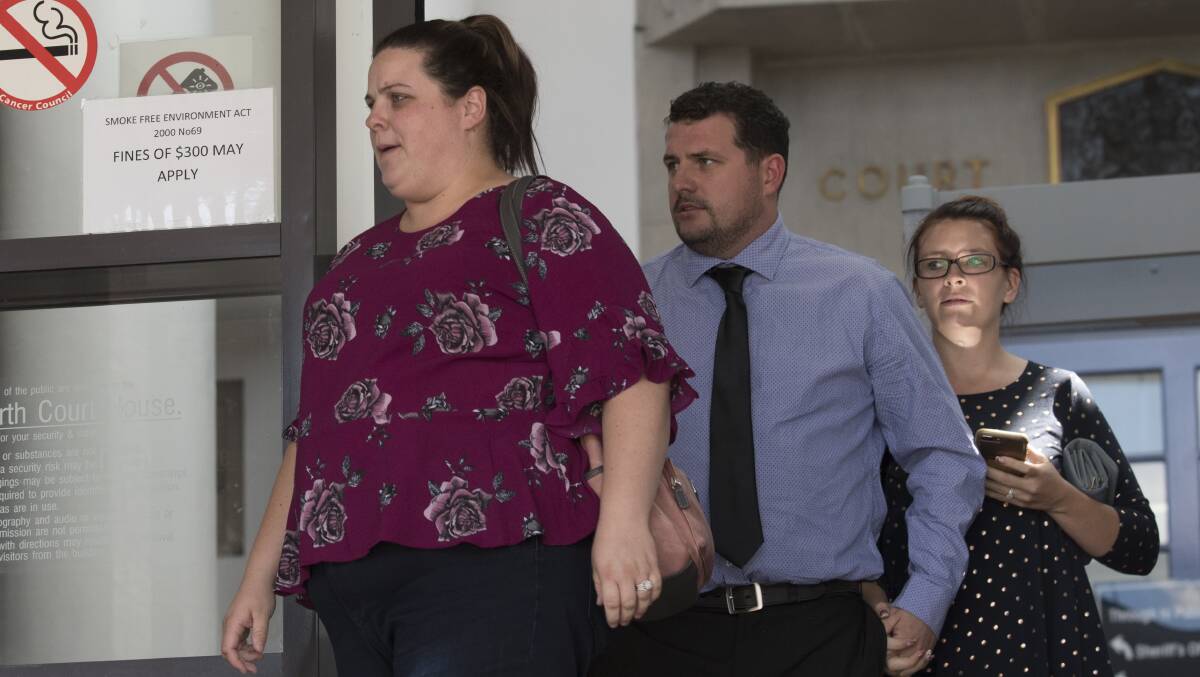 Watching on: The family of Baylen Pendergast, from left, Amy McIntyre, Luke Pendergast and Tracey Sheridan, outside Tamworth Coroner's Court. Photo: Peter Hardin