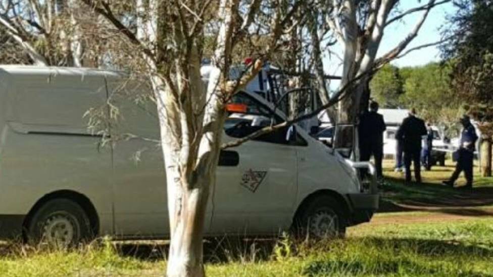 Crime scene: Forensic police and detectives at the property at Dangarsleigh near Armidale in June 2018 after Mr Hodge's body was discovered.