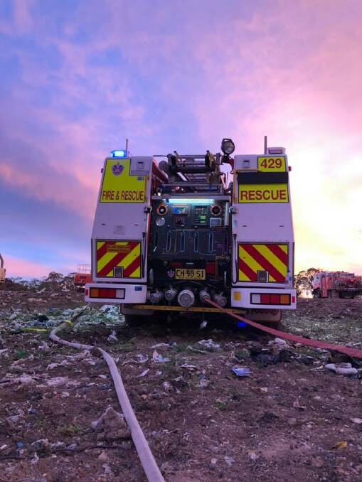 Firefighters worked to douse the flames at the Quirindi waste facility in the early hours of Tuesday morning. Photo: Fire and Rescue NSW 