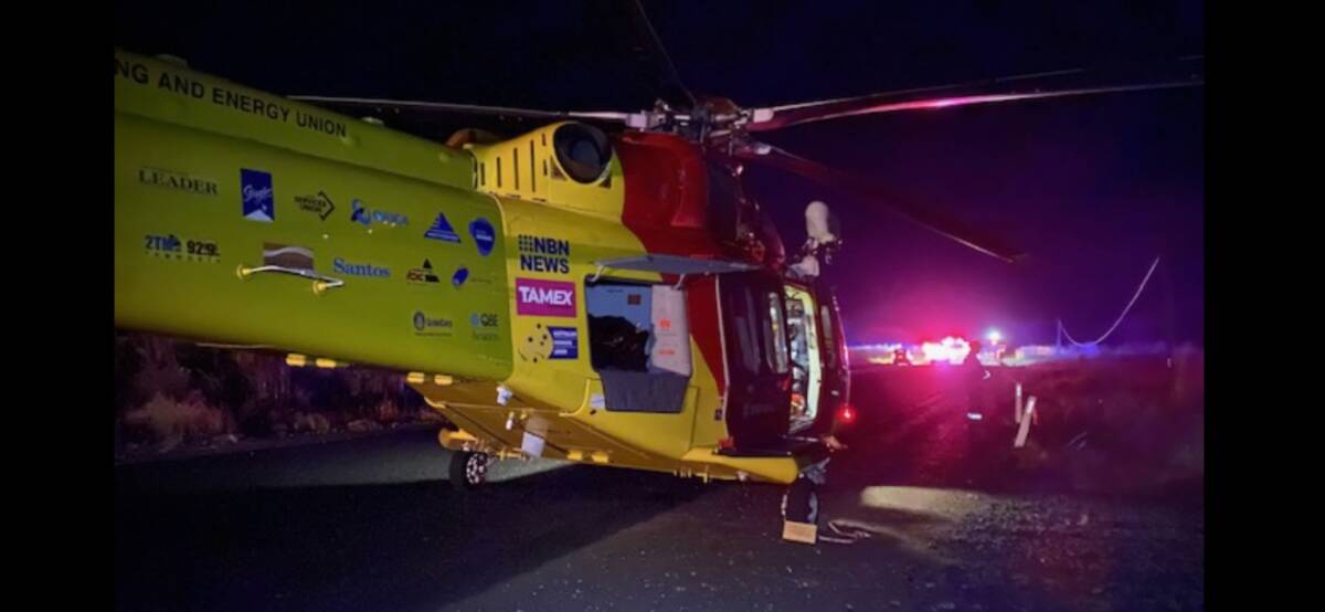 The Westpac Rescue Helicopter landed near Spring Ridge in the early hours of Saturday. Picture supplied by WRHS