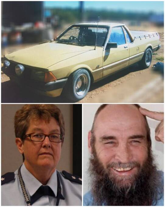 Vital clues: The 1980 model XD Ford Falcon ute police believe was involved in the killing of Darren Willis, inset right. Also inset: Detective Inspector Ann Joy. 