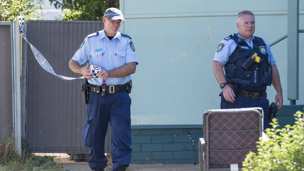 Police cordoned off the house in Mills Street, West Tamworth on Friday afternoon. Photos: Peter Hardin
