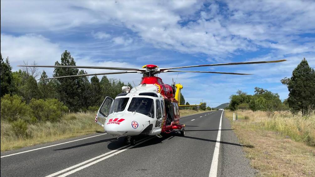 The woman has been flown to Tamworth hospital by the Westpac chopper. Picture from file