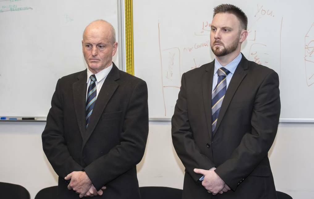 Police probe not over: Officers in charge of the murder investigation, Detective Senior Constable Graham Goodwin, left, and Sergeant Aaron Greenwood. Photo: Peter Hardin