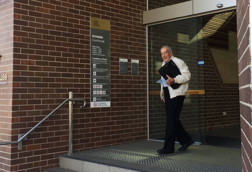 No pleas: David Joseph Perrett outside Armidale Local Court. The now 80-year-old served as a priest in the Diocese of Armidale from 1961-95. Photo: Rachel Baxter 