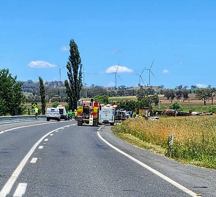 The scene of the head-on crash on the Gwydir Highway near Glen Innes. Picture supplied by Fire and Rescue NSW 