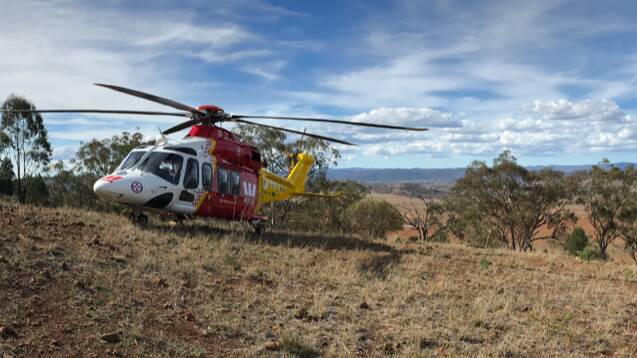 Mission: The Westpac Rescue Helicopter near Manilla on Sunday. Photo: Westpac Rescue Helicopter Service