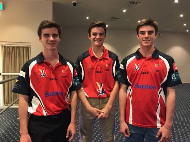 Jack Montgomery (right) with his brothers Paddy and Ed at the Central North dinner in Tamworth on Saturday night. Each of the Montgomery boys made the Cricket NSW State Challenge for their respective ages - Paddy in 18s, Jack in 16s and Ed in 13s.