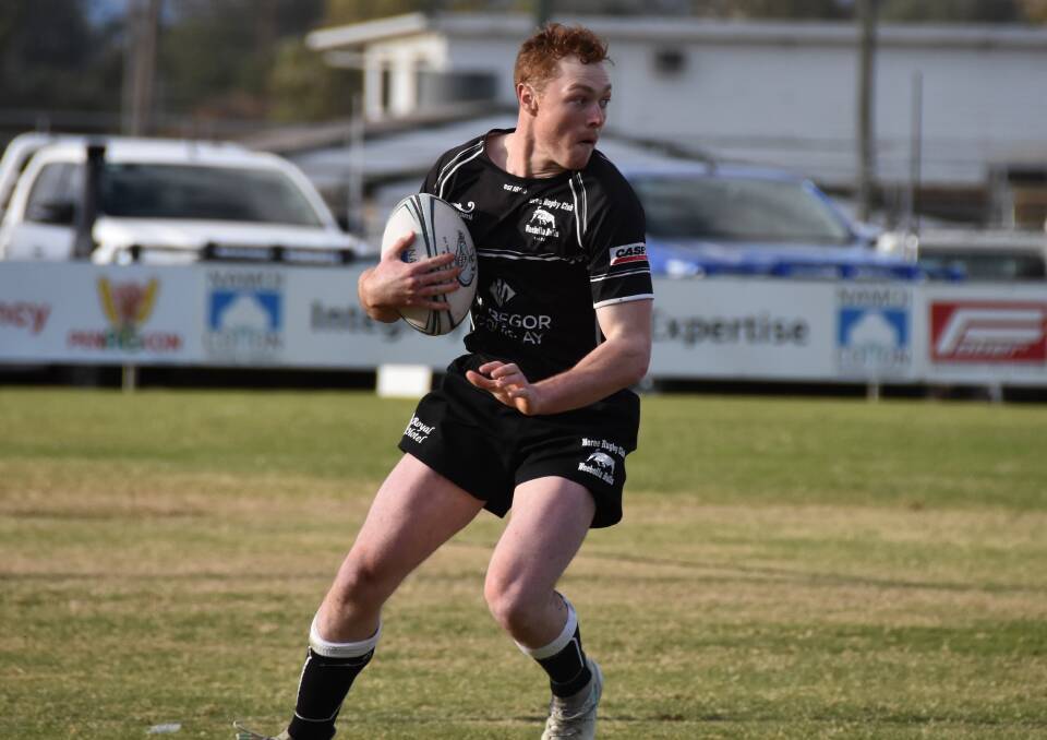 LETHAL: Mitch Adams was one of Moree's best against the Quirindi Lions. The Bulls have leapfrogged Pirates into top spot on the Central North ladder.