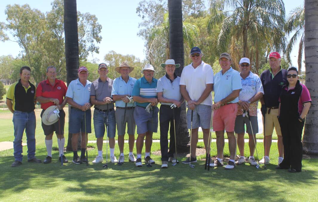 Major Metals owners Matt Norrie (left) and Lisa Norrie (right) with the top 10 competitors - Peter McFadyen, Graham Maynard, Bobby Conroy, Ken Amos, Russell Carty, Phillip Matthews, David Wheaton, Guy Hovenden, David Moore and Peter Nolan.