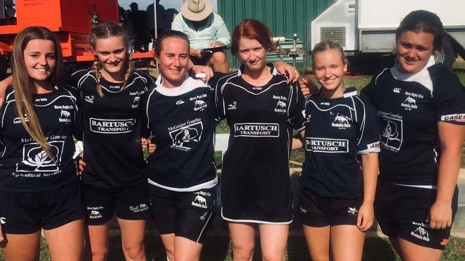 The Moree Bulls women's team competed at the Inverell rugby sevens carnival last month. Photo: Moree Bulls