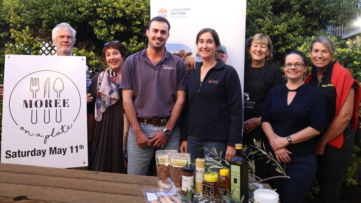 Otto and Nicole Drenkhahn of Sleepy Hollow Honey, major sponsor Local Land Services Caleb Doyle and Toni Jericho with Gwydir Groves Jenni Birch, Lucinda Chick of Sleep Sanctuary and Susie Long of Pally Pecans.