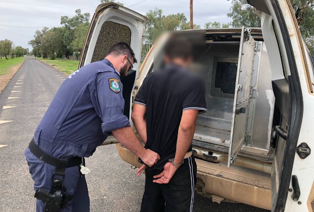 FOUND: Police arrested a 28-year-old man, wanted for a number of rural theft offences, in Mungindi on Sunday. Photo: NSW Police