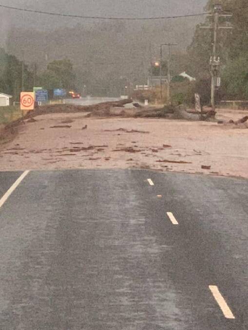 The New England Highway at Wallabadah was closed late on Saturday and has since been reopened. Photo: NSW Incident Alerts/Facebook