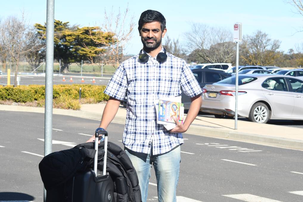 ONLY PASSENGER: Engineer Yashdeep Kumar flew into Orange from Melbourne on Tuesday with an essential worker exemption. Photo: JUDE KEOGH