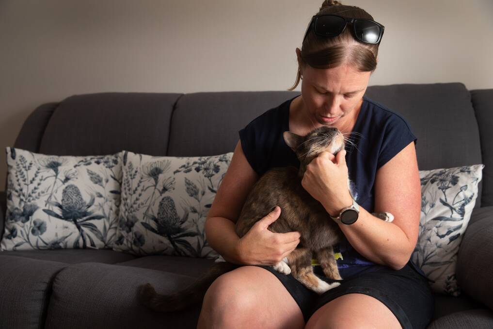 HOME SWEET HOME: Luna the cat has been reunited with her Tamworth owner Krystan Smith. Picture: Marina Neil