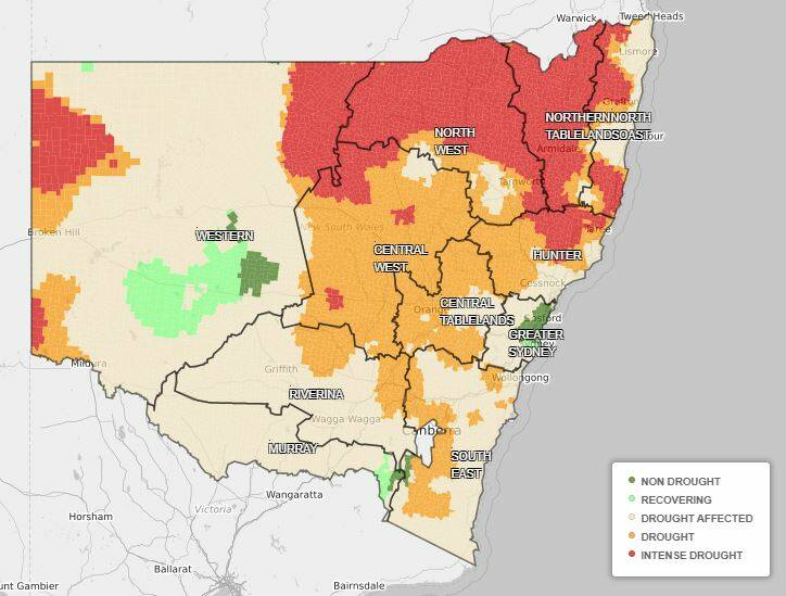 The Combined Drought Indicator for NSW shows 95 per cent of the state is still in drought. 