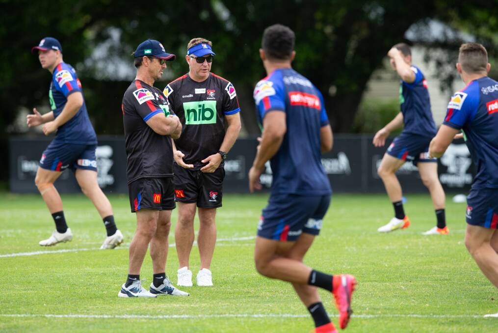 FRUSTRATION: The Newcastle Knights have cancelled a pre-season training camp in Tamworth after a number of unnamed players contracted coronavirus. Assistant coach Andrew Johns is also reported to have recently become infected. Picture: Marina Neil